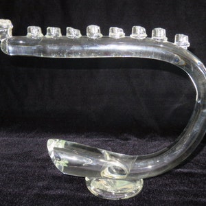 Signed David Goldberg Hand Blown Glass Menorah Mid Century Modern
