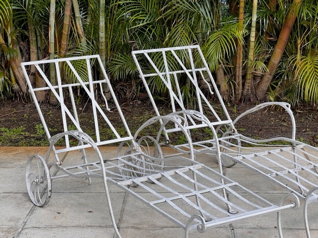 Vintage wrought iron chaise lounge best sale