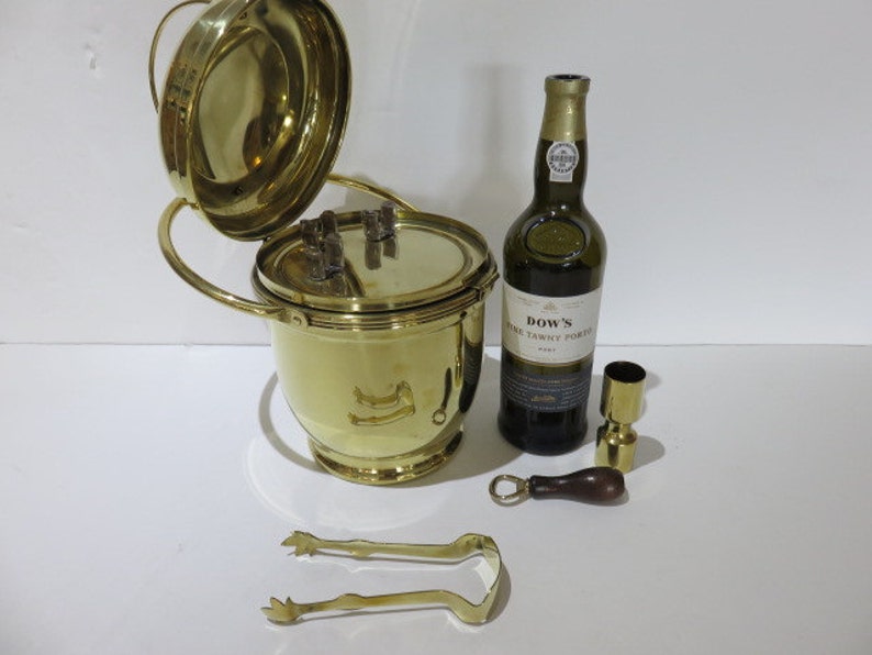 Brass Ice Bucket With Mercury Glass Liner and Accessories Mid Etsy