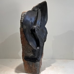 Brutalist Carved Marble Sculpture Mid Century Modern Art