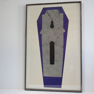 Litografia di camicia piegata firmata Brian Rice, arte moderna di metà secolo, 1967