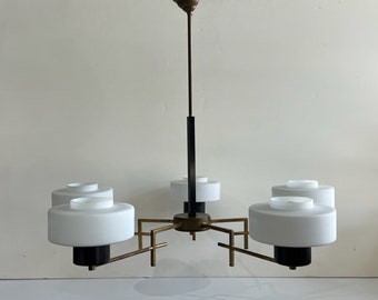 Gaston Fossati for Ateliers d'Art d'Uzes Style Chandelier Mid Century Modern Light Fixture