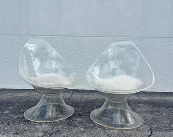 Coppia di sedie in lucite Erwine e Estelle Laverne Lily, stile Mid-Century Modern, con gruppo invisibile