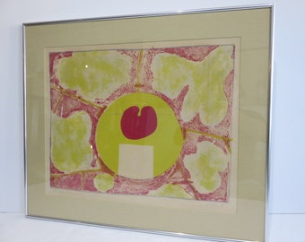 Signed A Storich Abstract Art Titled Garden Mid Century Modern Lithograph