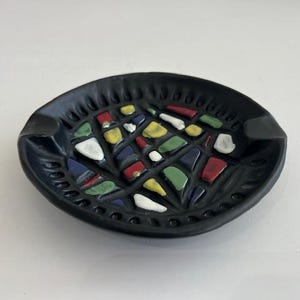 Glazed Ceramic Ashtray Mid Century Modern Pottery Italy
