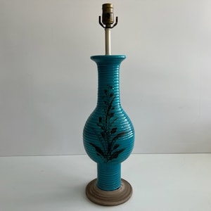 Bitossi Pottery Lamp turquoise Color Mid Century Modern Lighting
