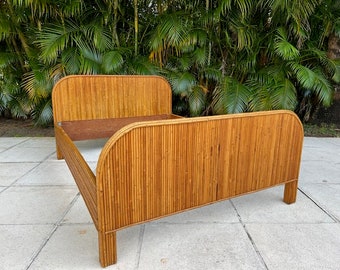 Art Deco Rattan Double Bed Mid Century Modern Rattan Furniture