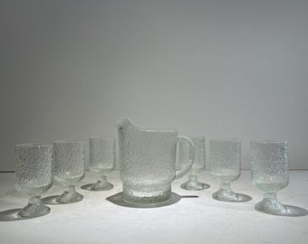 Tapio Wirkkala Ultima Thule voor Iittala Glass Finland Scandinavische Mid Century moderne waterkan en glazen set