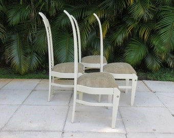 Vier Charles Rennie Mackintosh Style Lackierte Stühle Mid Century Modern Memphis Möbel