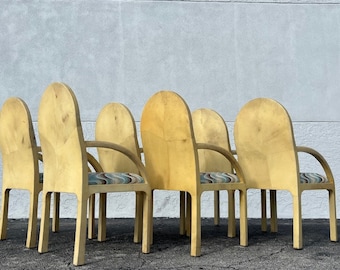Set of Six Goatskin Armchairs Mid Century Modern Made in Colombia