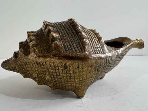 Brass Conch Seashell Vessel Mid Century Modern Planter 