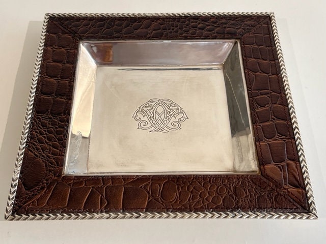 Breathtaking Vintage French Hermes Stitched Leather Tray at 1stDibs