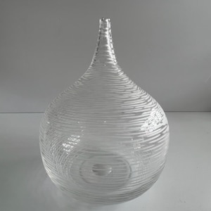 Hand Blown Belgium Art Glass Vessel with Swirl Pattern Mid Century Modern Object