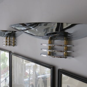 Karl Springer Chrome And Brass Art Deco Mid Century Modern Wall Sconces