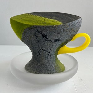 Kjell Engman Swedish Glass Teacup for Kosta Boda Scandinavian Mid Century Modern Object Sweden