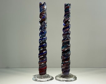 Signed David Goldhagen Hand Blown Glass Menorah Mid Century Modern