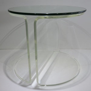 Glass Top Lucite Side Table Mid Century Modern Furniture