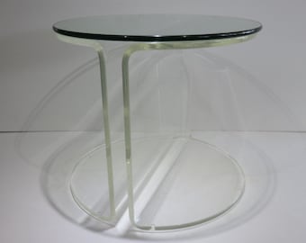 Sidobord med glasskiva i Lucite, modern stil, möbler i mitten av århundradet