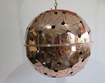 Copper Pendent Chandelier with Pierced Cut to Create a Unique Light Effect Mid Century Modern