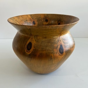 Turned Norfolk Pine Wood Sculptured Bowl Mid Century Modern Art Object Artist Signed