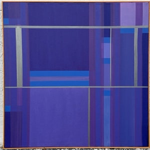 Signed Lea Linear Abstract Painting Mid Century Modern Cubist Art
