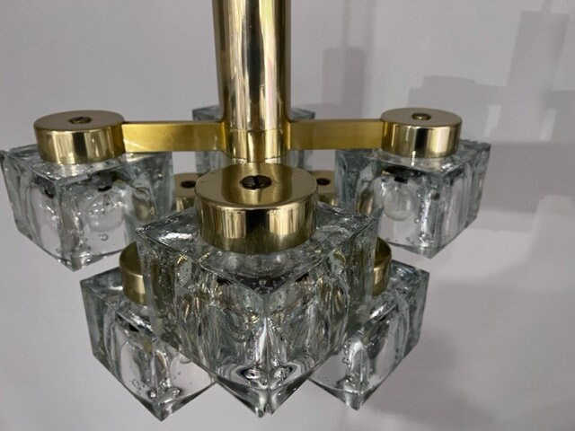 Modern Glass Lightolier Cube Ice Scoilari - Mid Italian Cubist Etsy Gaetano Century Chandelier Chandelier for