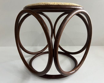 Michael Thonet Bentwood and Upholstered Stool Mid Century Modern Ottoman