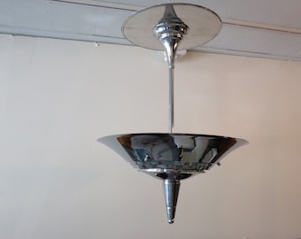Vintage-Kronleuchter im Art-déco-Stil von Tommi Parzinger, verchromt, Mid-Century Modern