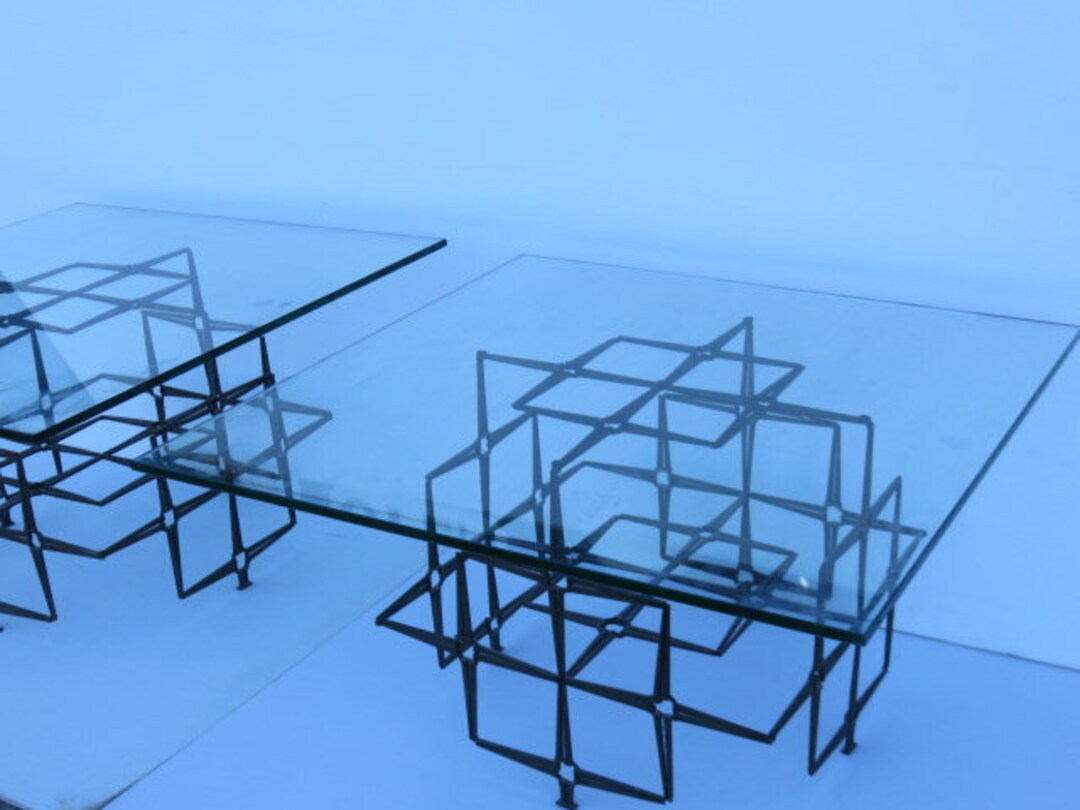 Pair of Trimark Studio Brutalist Tables Mid Century Modern Furniture Etsy