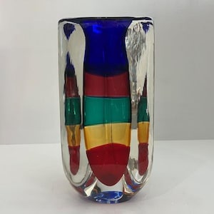 Fulvio Bianconi Sommerso Murano Glass Vessel for Venini Mid Century Modern Italy