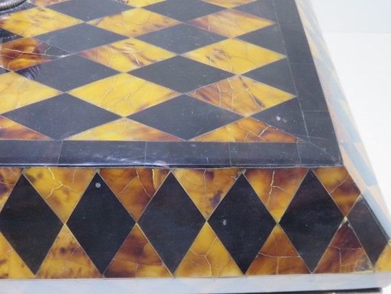 Large Maitland Smith Tessellated Stone Box With L… - image 5