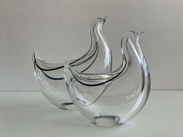 リヴィオ・セグソ ムラーノガラス 様式化された鳥のペア ミッド