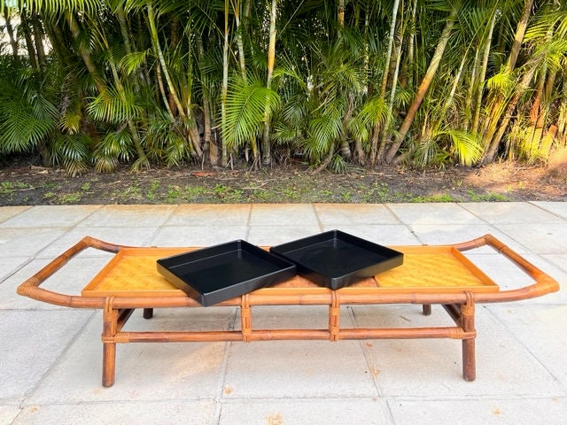 【Francfranc REIZ COFFEE TABLE】 John Wisner Rattan Pagoda Coffee Table or Bench for Ficks