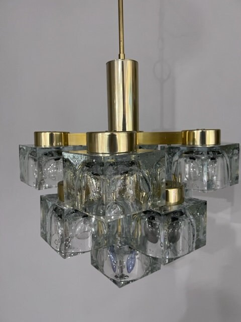 - Gaetano Lightolier Chandelier Modern Scoilari Etsy Cubist Ice for Glass Cube Italian Mid Chandelier Century