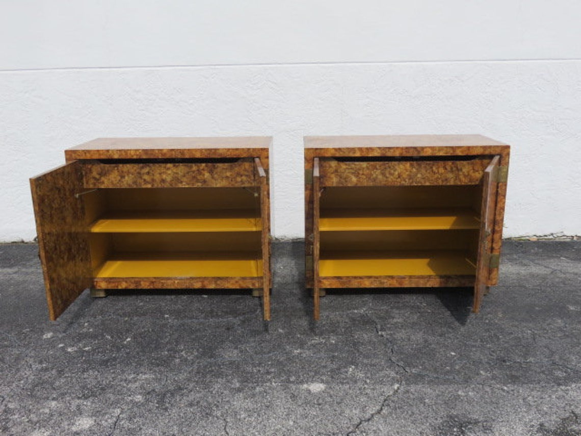 Paar Faux Schildkröte Shell Henredon Holz Schränke mit Messing | Etsy