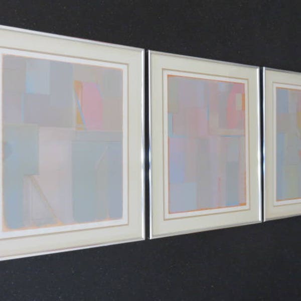 Set van drie Joseph Almydo abstracte kunst uit het midden van de eeuw moderne gesigneerde, genummerde en getitelde litho's
