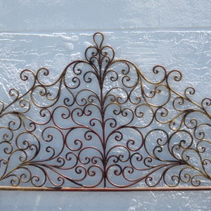 Pair Of Italian Twin Size Rococo Headboards Gold Leaf Metal Frame With Chinese Red Under Color