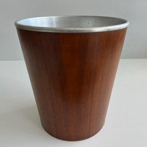Martin Aberg Teak Papierkorb für Servex mit Metalleinsatz Mid Century Modern Schweden