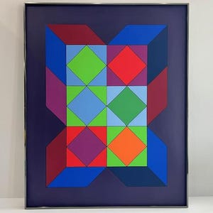 Victor Vasarely Pencil Signed and Numbered Serigraph Mid Century Modern Op Art