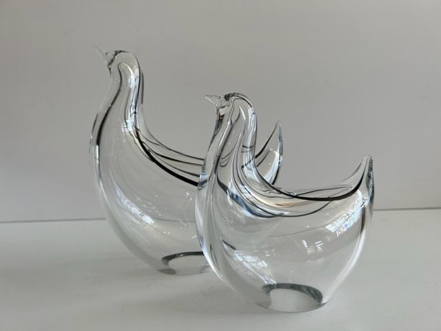 リヴィオ・セグソ ムラーノガラス 様式化された鳥のペア ミッド