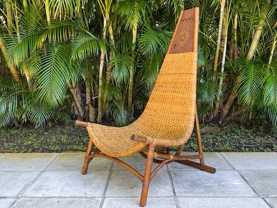 British Colonial Rattan Tall Back Throne Chair Mid Century Modern African Etsy