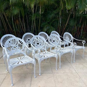 Set of Eight Aluminum Patio Chairs Mid Century Modern Outdoor Furniture