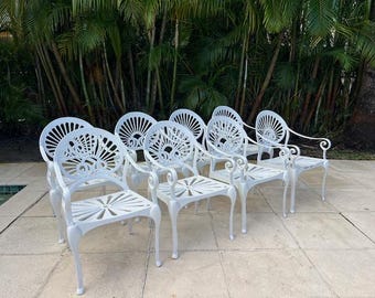 Set of Eight Aluminum Patio Chairs Mid Century Modern Outdoor Furniture