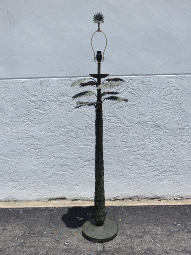 Heavy Bronze Palm Tree Floor Lamp Mid Century Modern Tropical Etsy