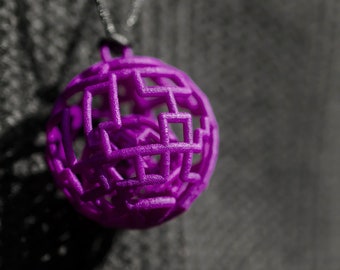 Purple sphere 3d printed geometric pendant necklace gift for architect student designer geometry math science teacher architecture inspired