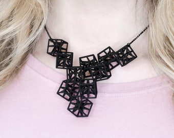 3d printed geometric architecture necklace for architect or engineer, math teacher or science student, contemporary artist or designer