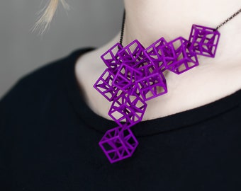 3d printed geometric architecture necklace for architect or engineer, math teacher or science student, contemporary artist or designer
