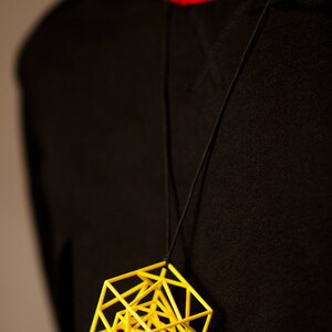 3d printed geometric pendant necklace, cubic hyper cube, gift for architect math student or teacher engineer architecture lover image 2