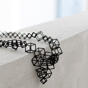Large 3d printed geometric architecture necklace for architect or engineer, math teacher or science student, contemporary artist or designer
