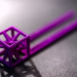 3d printed hairpin purple finish, hair decoration, polyamide exclusive innovative design contemporary geometric hand tinted cube star image 3